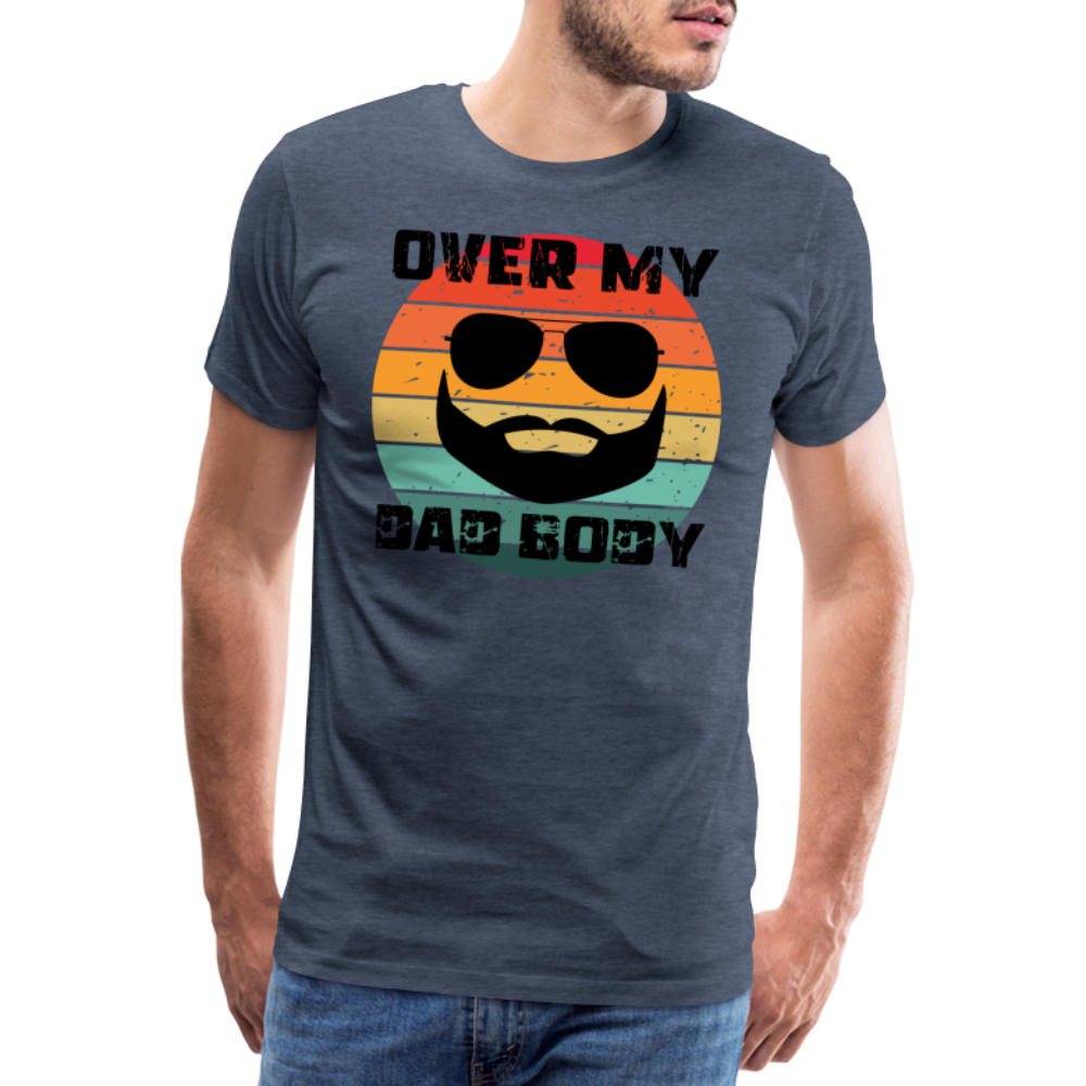 Over My Dad Body - Daddy, Vatertag, Männer Premium T-Shirt - Blau meliert