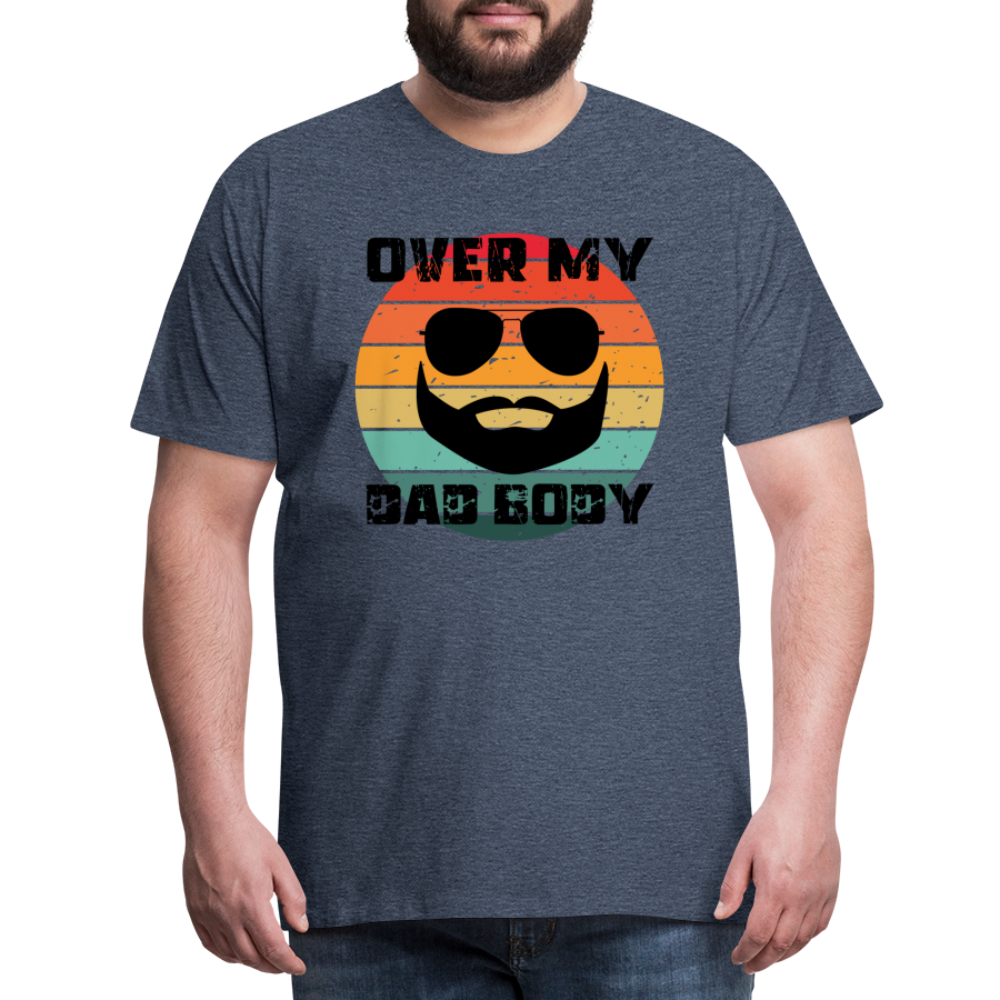 Over My Dad Body - Daddy, Vatertag, Männer Premium T-Shirt - Blau meliert