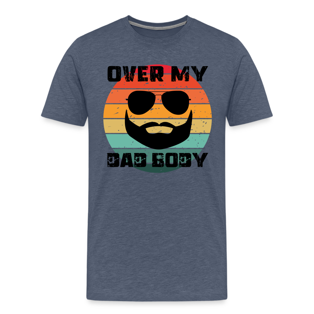Over My Dad Body - Daddy, Vatertag, Männer Premium T-Shirt - Blau meliert