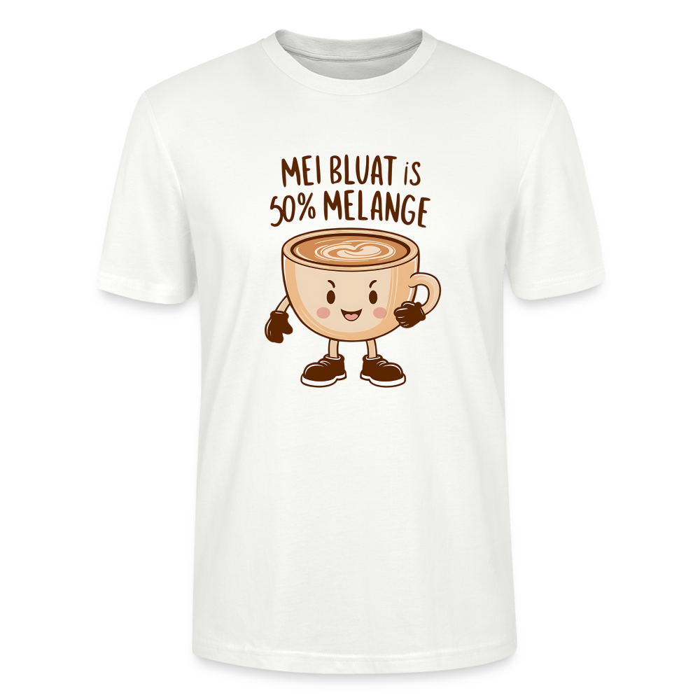 Mei Bluat is 50% Melange - männliche Tasse, Wiener Kaffee Liebhaber, Stanley/Stella Unisex Organic T-Shirt - Weiß