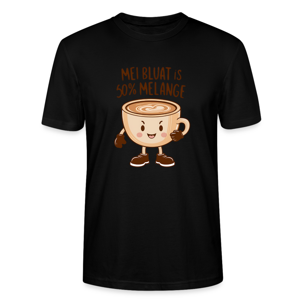 Mei Bluat is 50% Melange - männliche Tasse, Wiener Kaffee Liebhaber, Stanley/Stella Unisex Organic T-Shirt - Schwarz
