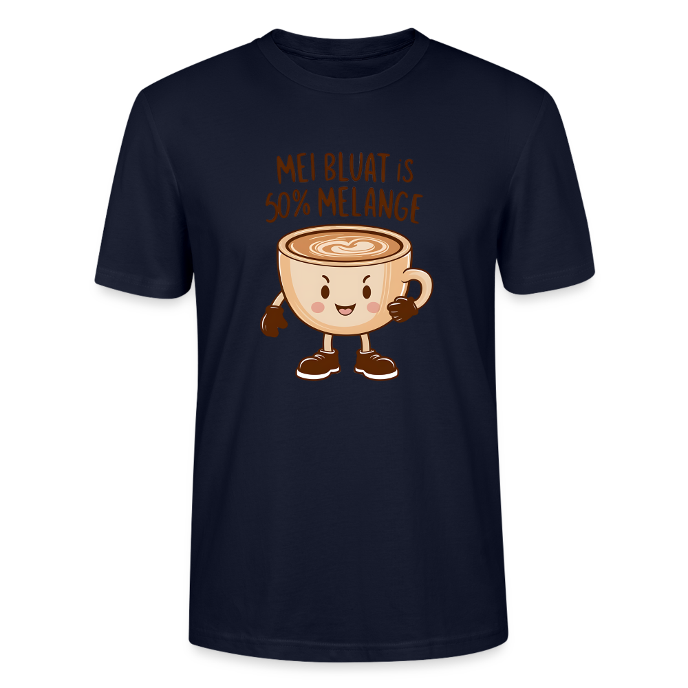 Mei Bluat is 50% Melange - männliche Tasse, Wiener Kaffee Liebhaber, Stanley/Stella Unisex Organic T-Shirt - Navy
