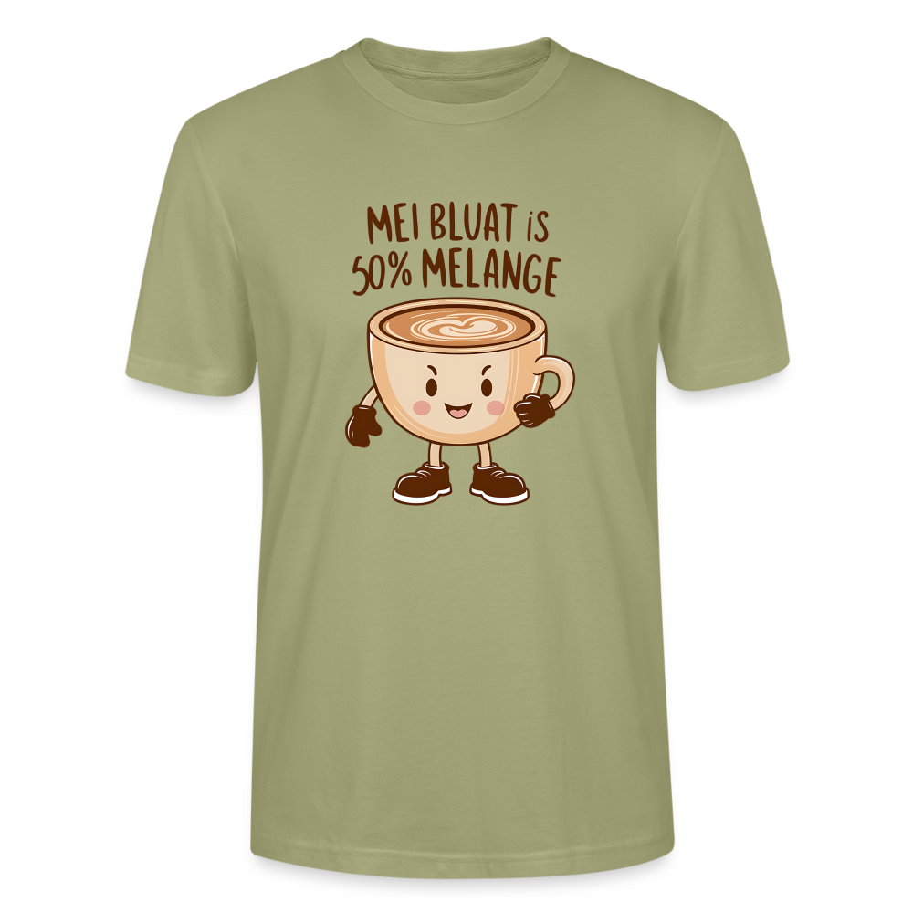 Mei Bluat is 50% Melange - männliche Tasse, Wiener Kaffee Liebhaber, Stanley/Stella Unisex Organic T-Shirt - Nebelgrün