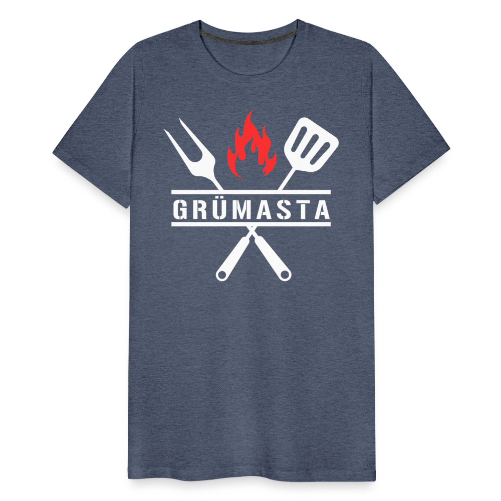 Grümasta (zu dt. Grillmeister) Männer Premium T-Shirt - Blau meliert