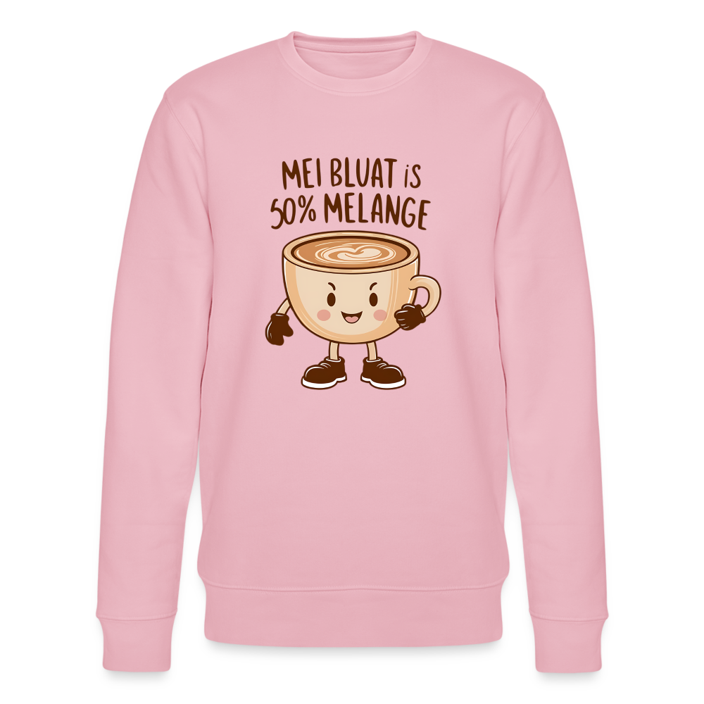 Mei Bluat is 50% Melange - Wiener Kaffee Liebhaber, Stanley/Stella Unisex Organic Sweatshirt - Hellrosa