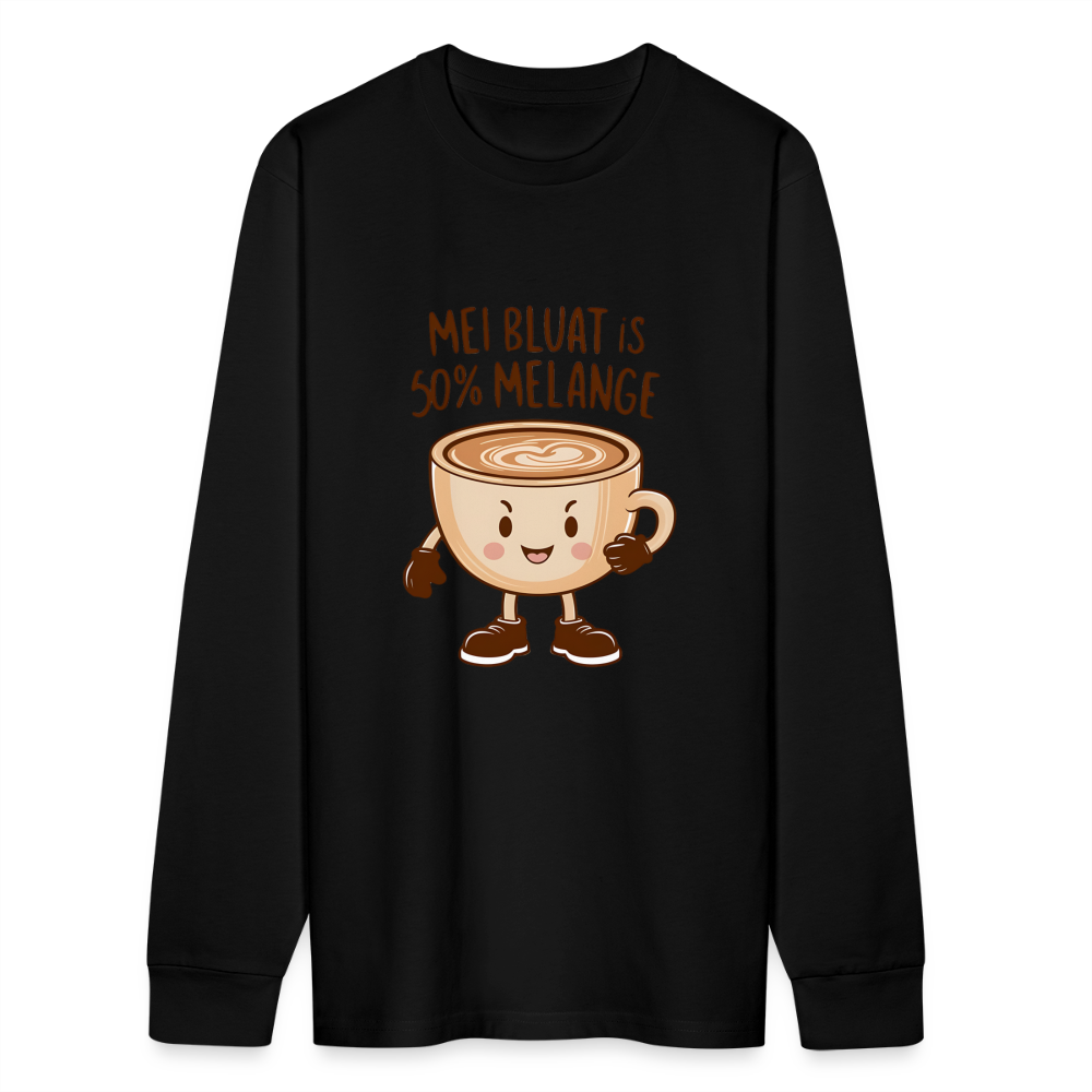 Mei Bluat is 50% Melange - Wiener Kaffee Liebhaber, Stanley/Stella Unisex Organic Langarmshirt - Schwarz