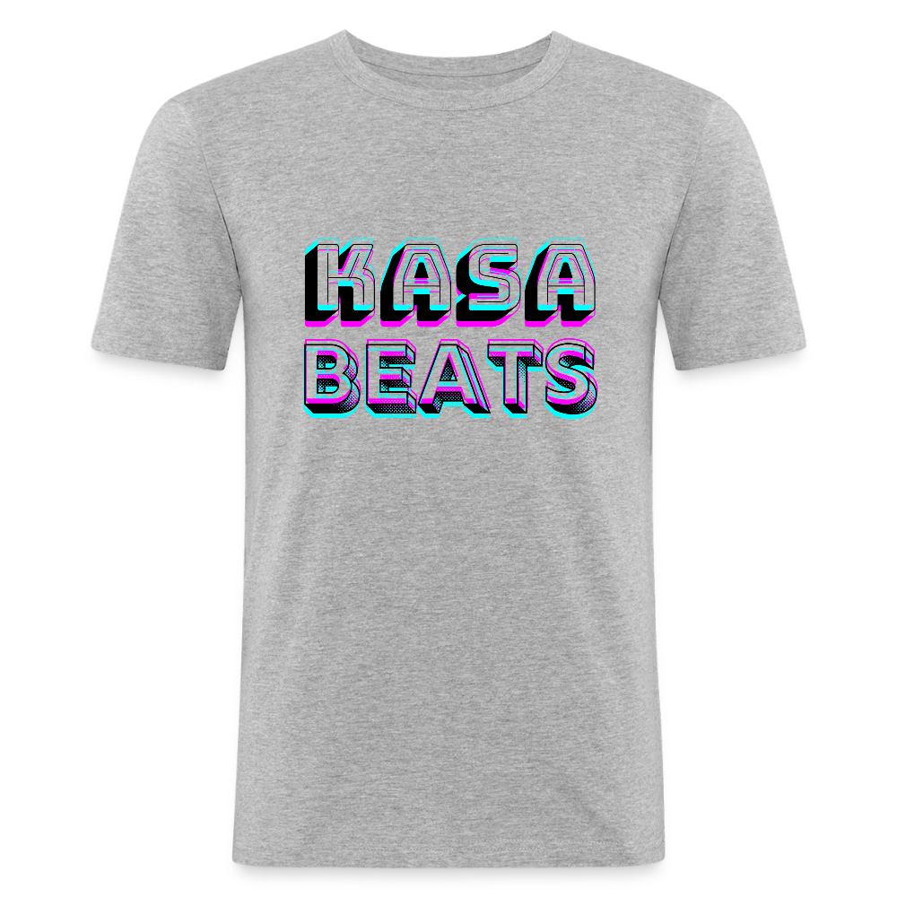 KASA BEATS - funky 3D letters, Men Slim Fit T-Shirt - Grau meliert