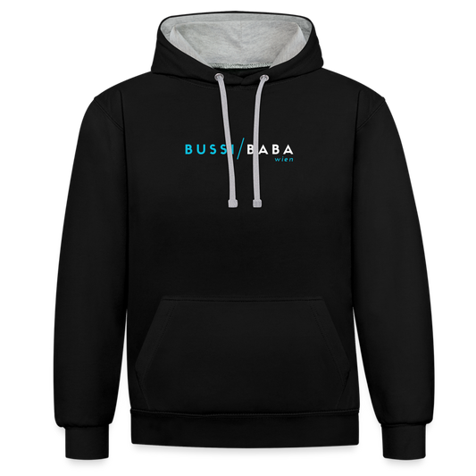 Bussi / Baba Wien, Kontrast-Hoodie - Schwarz/Grau meliert