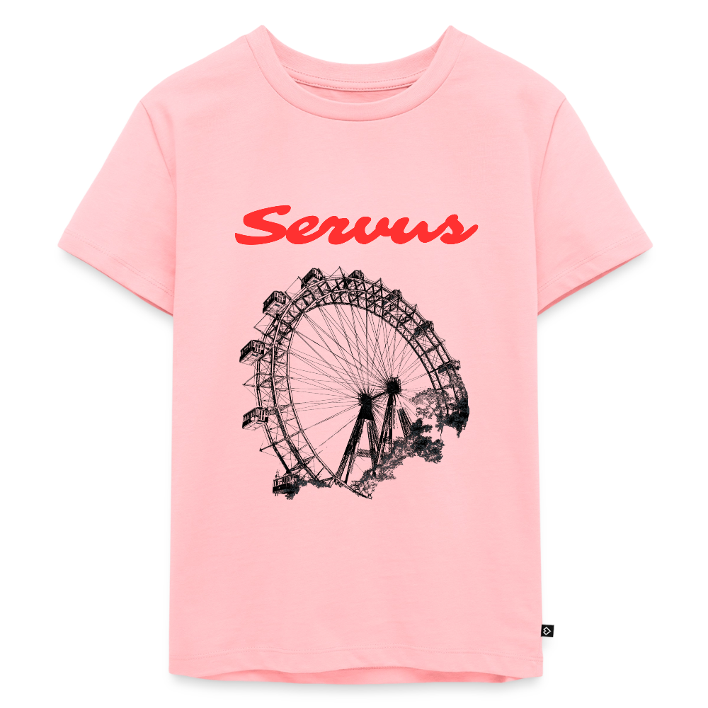 Servus (dt. Hallo) in rot & Wiener Riesenrad in schwarz, Kinder Premium T-Shirt - Rosa