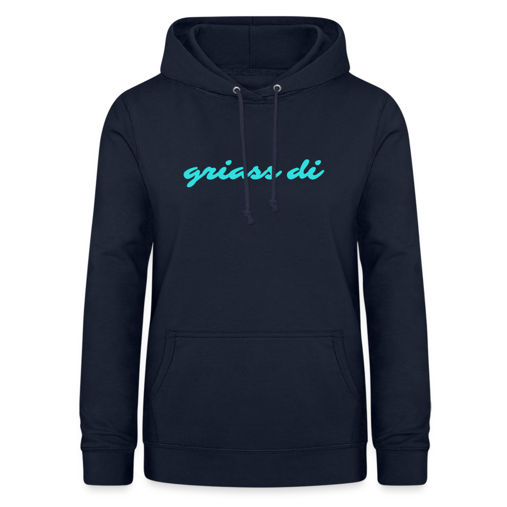 griass di - grüß dich, Taillierter Frauen Hoodie - Navy