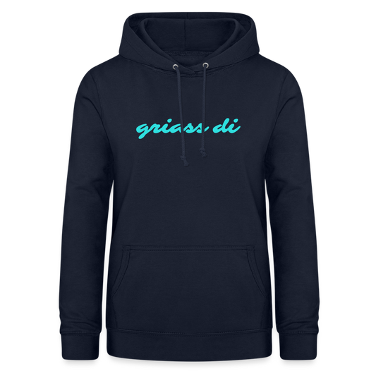 griass di - grüß dich, Taillierter Frauen Hoodie - Navy