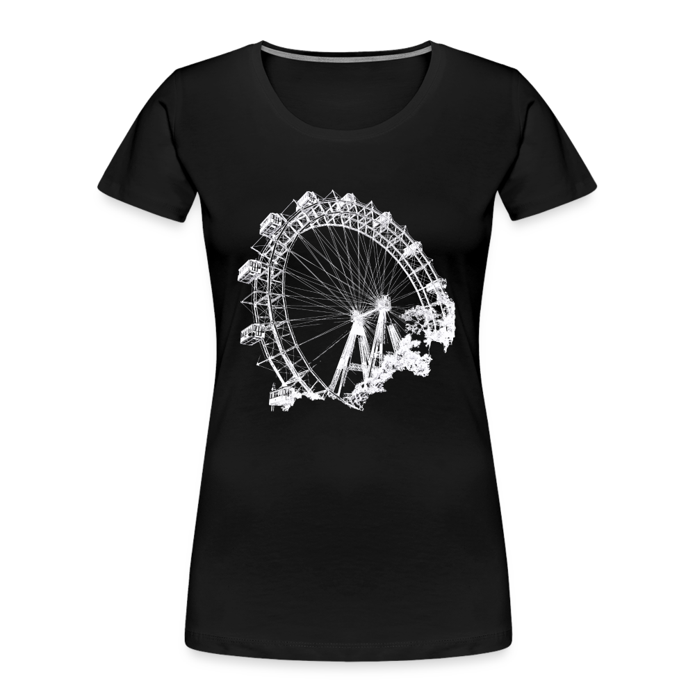 Wiener Riesenrad weiß - Frauen Premium Bio T-Shirt - Schwarz