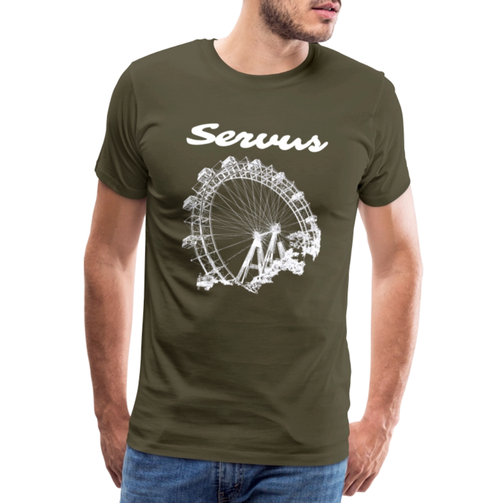 Servus (dt. Hallo) und Wiener Riesenrad in weiß, Männer Premium T-Shirt - Khaki
