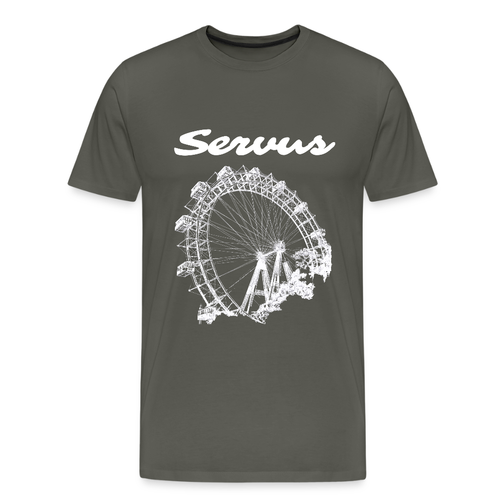 Servus (dt. Hallo) und Wiener Riesenrad in weiß, Männer Premium T-Shirt - Asphalt