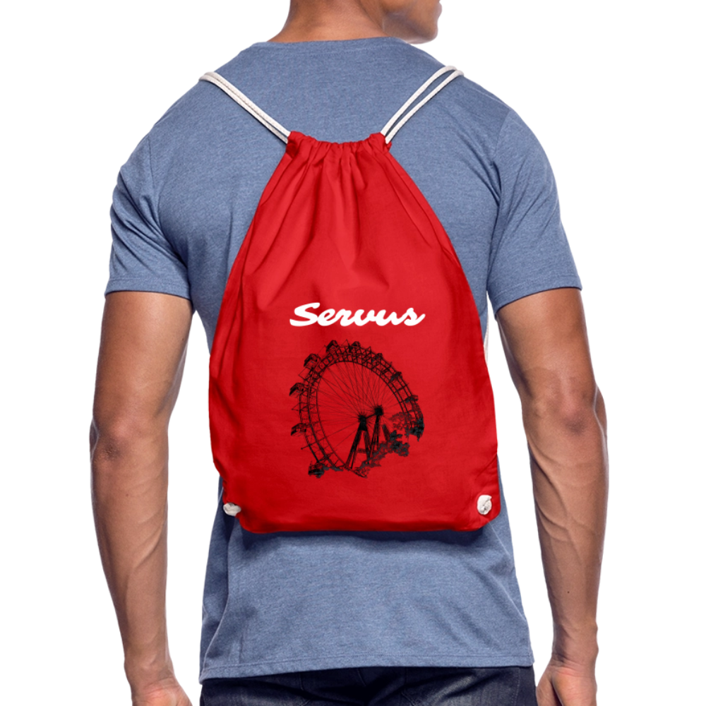 Servus weiß + Wiener Riesenrad, Gym Bag - Turnsackerl - Rot