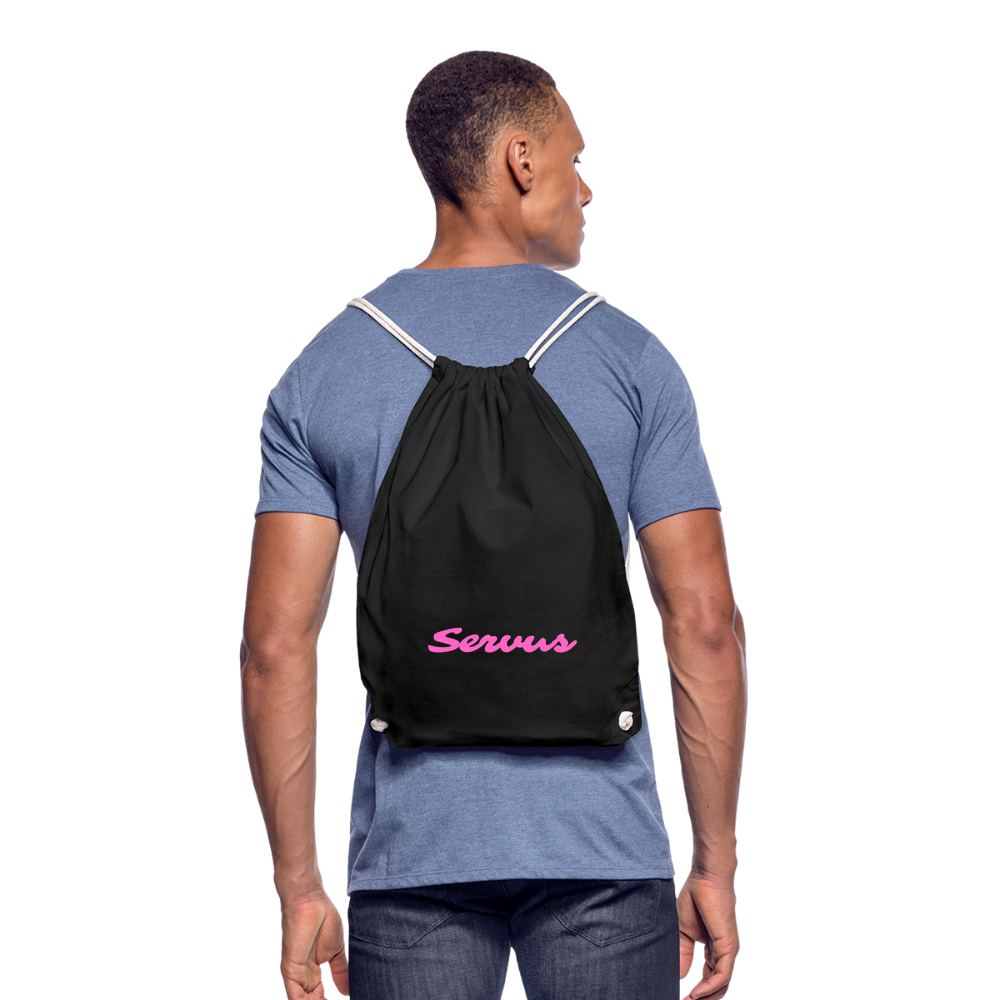 Servus (dt. Hallo) in pink, Gym/ Beach Bag - Turnsackerl (dt. Turnbeutel) - Schwarz