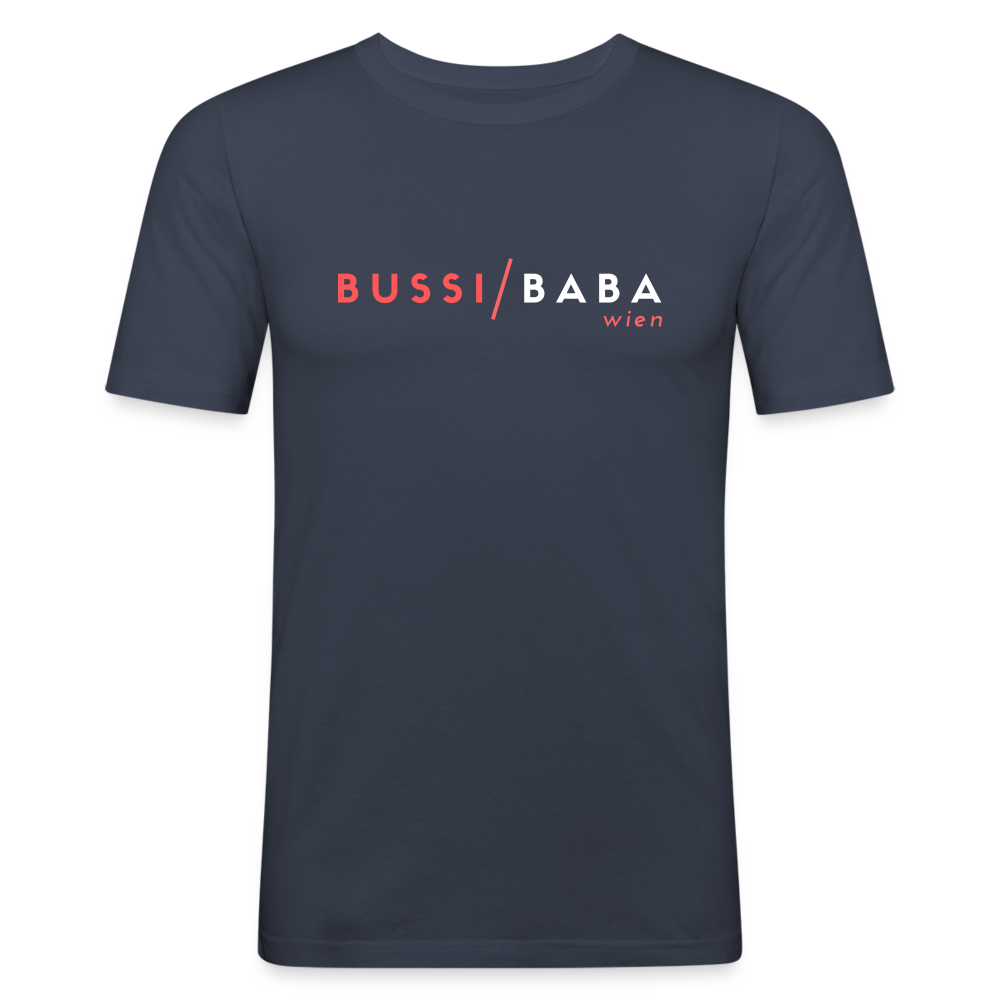 Bussi / Baba Wien korallenrot,  Männer Slim Fit T-Shirt - Navy