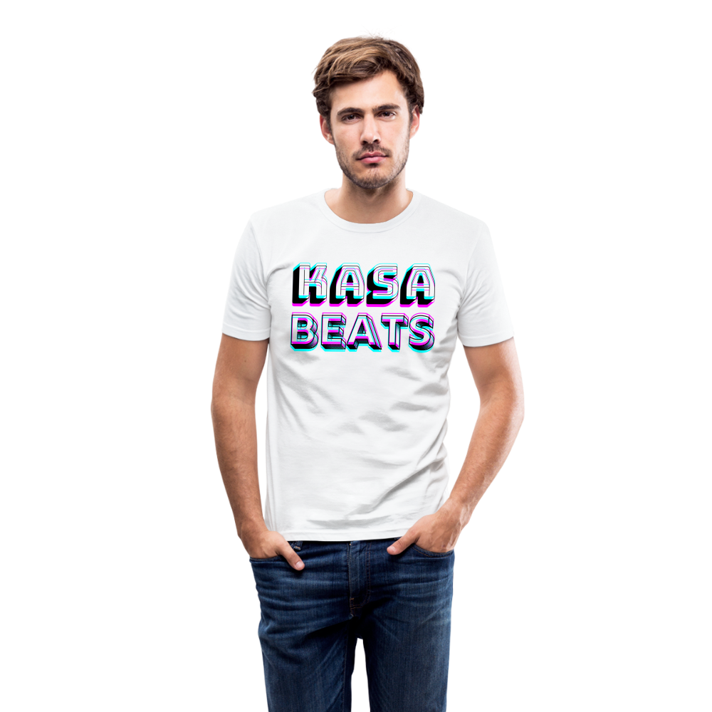 KASA BEATS, funky 3D letters - Optische Täuschung, Männer Slim Fit T-Shirt - Weiß