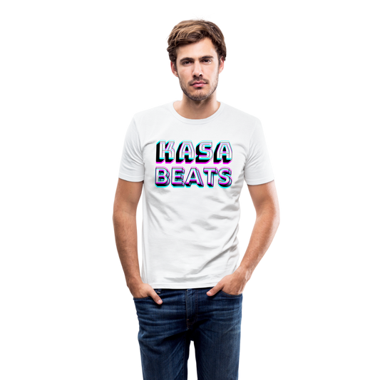 KASA BEATS, funky 3D letters - Optische Täuschung, Männer Slim Fit T-Shirt - Weiß