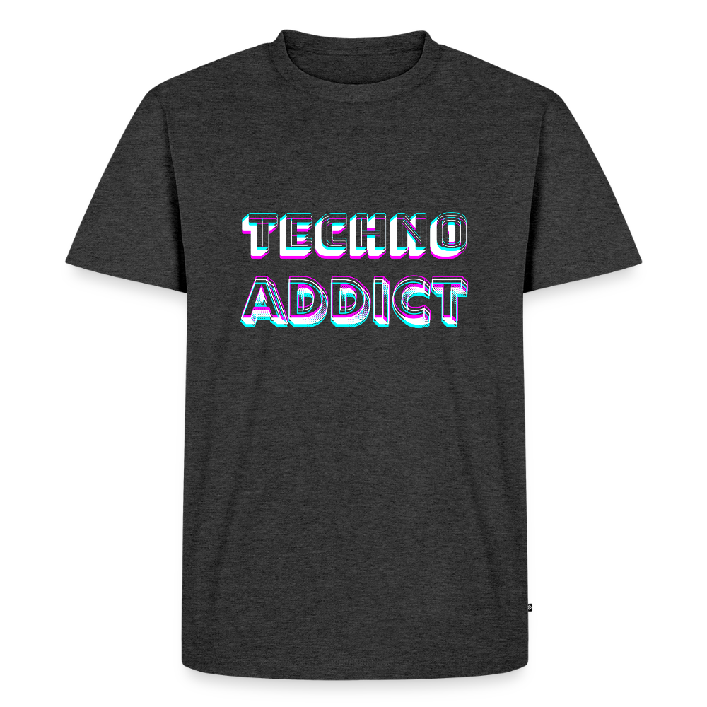 TECHNO ADDICT, funky 3D letters, Men Premium T-Shirt - Anthrazit meliert