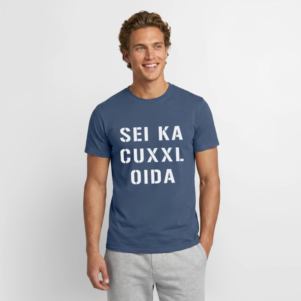 SEI KA CUXXL OIDA, Männer T-Shirt - Dunkles Denimblau