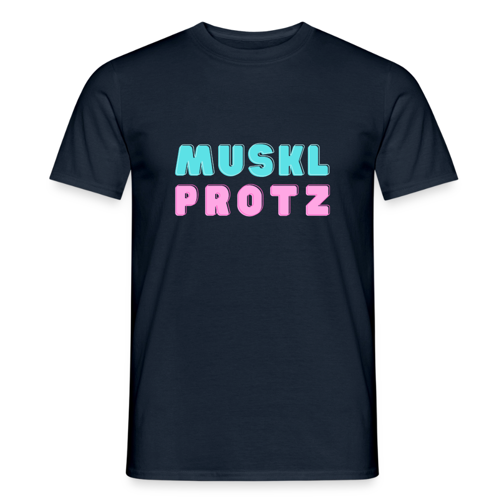 Muskl Protz, Männer T-Shirt - Navy