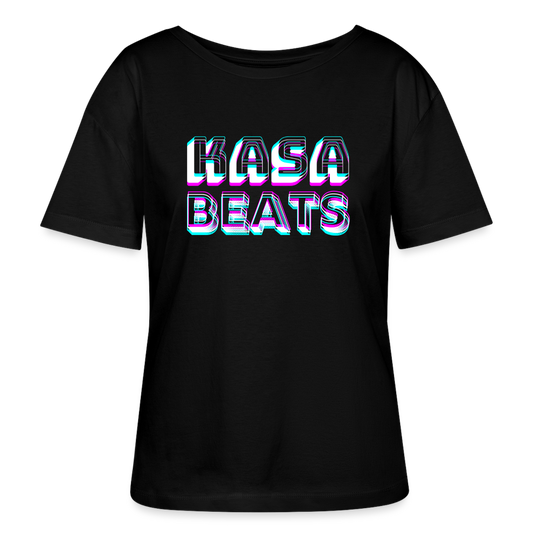 KASA BEATS, funky 3D letters - Optische Täuschung, Stanley/ Stella lockeres Frauen Organic T-Shirt, Relaxed Fit - Schwarz