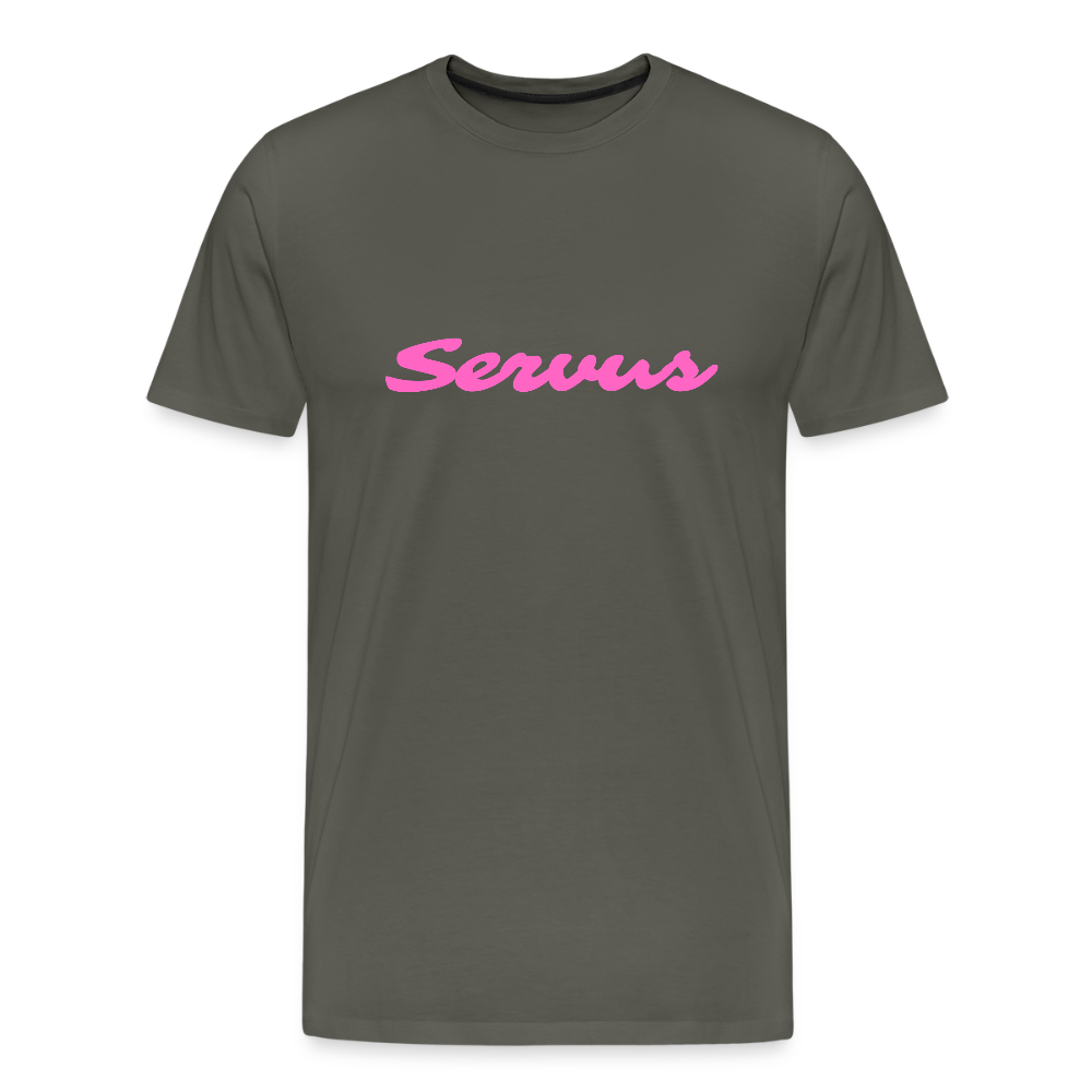 Servus (dt. Hallo) in pink, Männer Premium T-Shirt - Asphalt