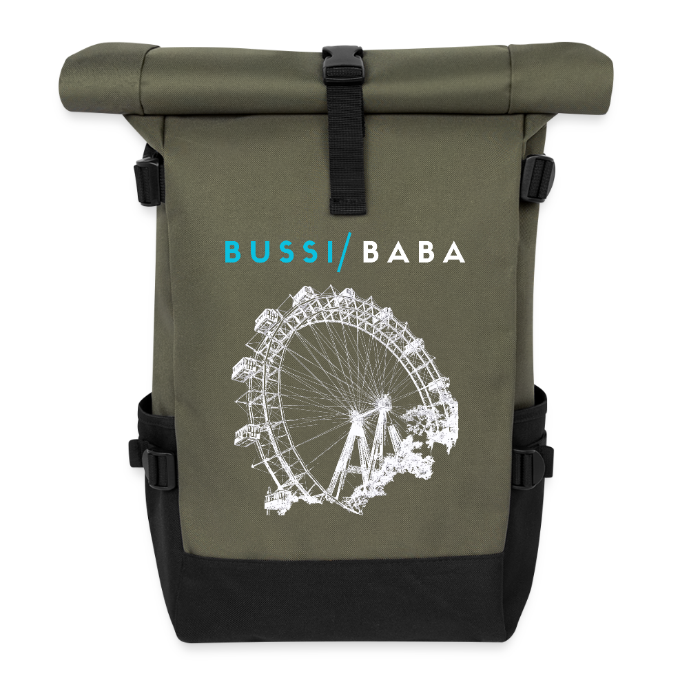 Bussi Baba aquablau - Wiener Riesenrad in weiß, Rucksack - Olive/Schwarz