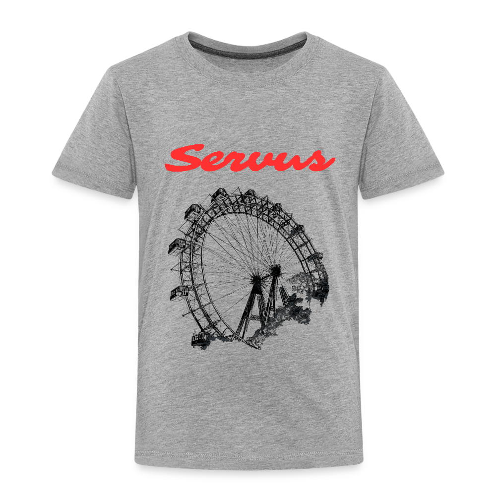Servus (dt. Hallo) in rot & Wiener Riesenrad in schwarz, Kinder Premium T-Shirt - Grau meliert