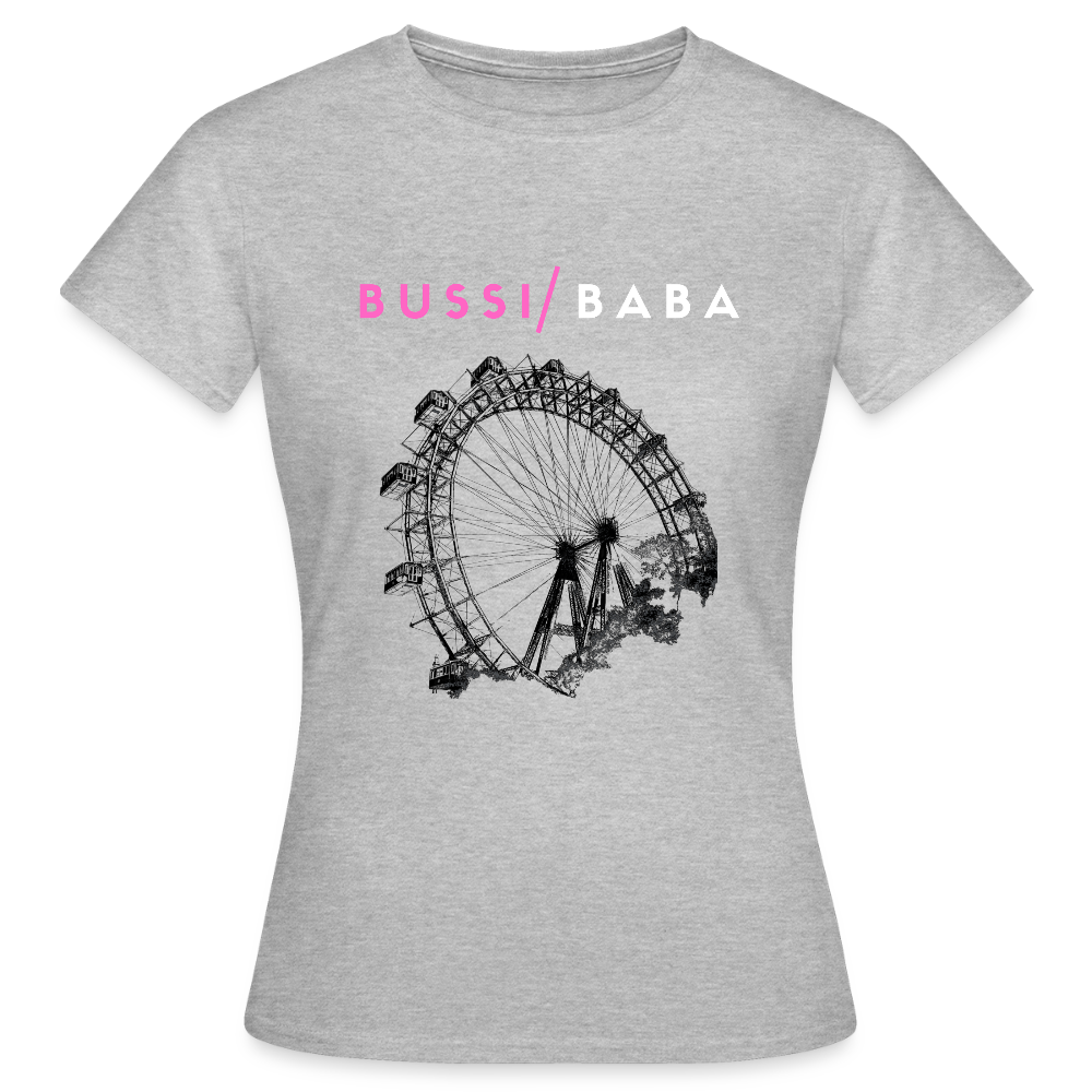Bussi Baba pink - Wiener Riesenrad in schwarz, Frauen T-Shirt - Grau meliert
