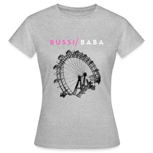 Bussi Baba pink - Wiener Riesenrad in schwarz, Frauen T-Shirt - Grau meliert