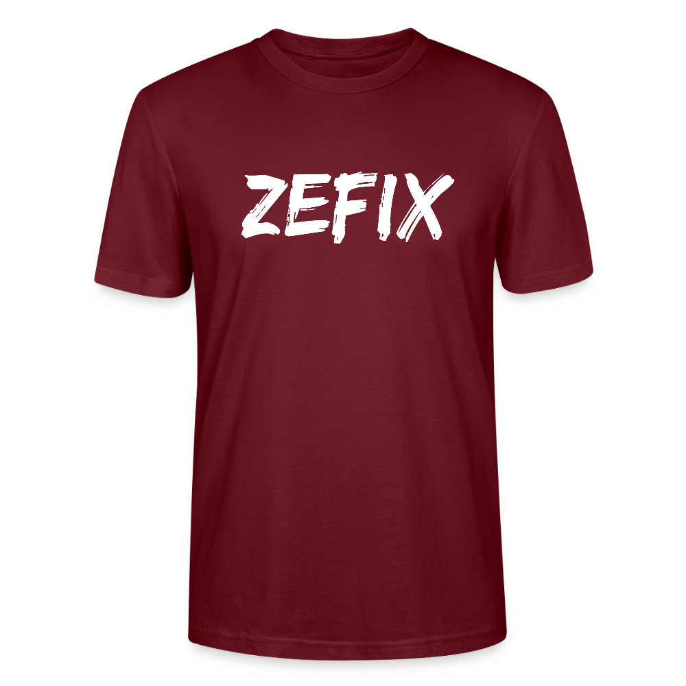 Zefix - Fluchen auf bayerisch in Bayern & Salzburg, Lustiger Spruch, Stanley/Stella Unisex Bio T-Shirt - Burgunderrot