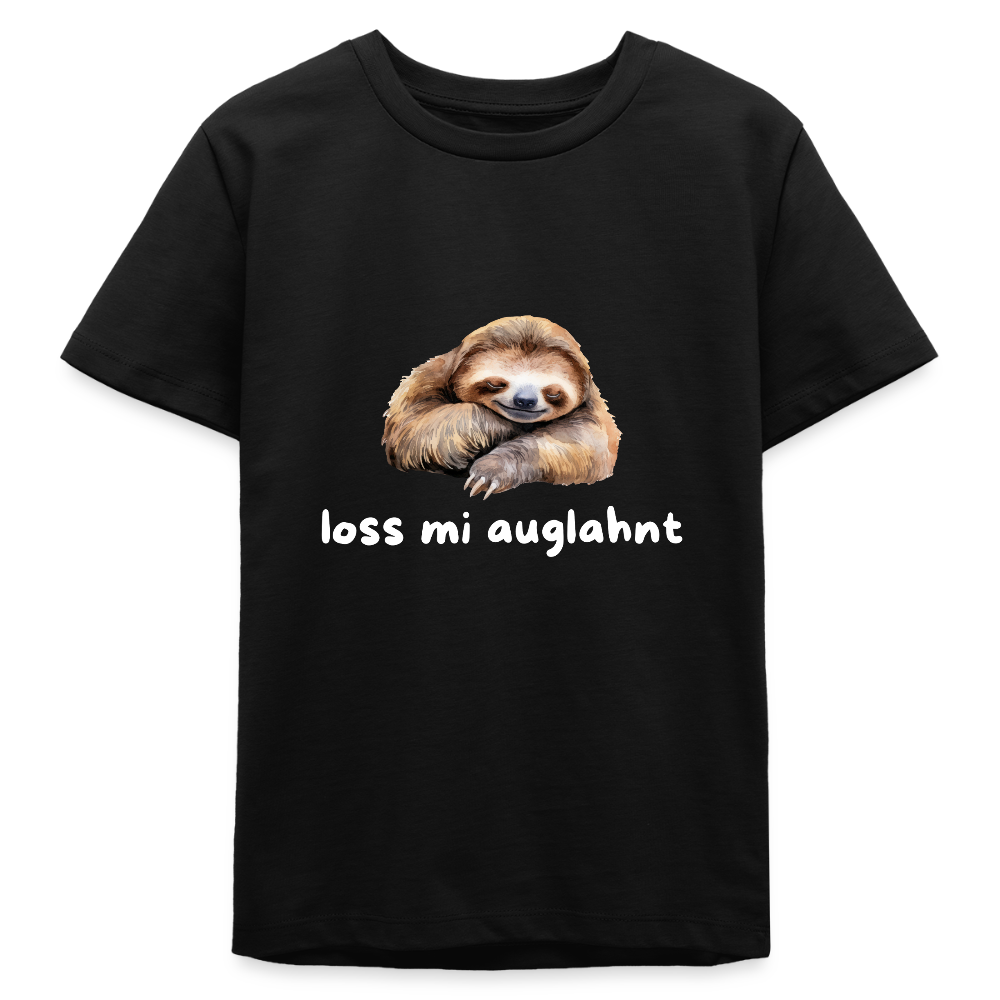 Loss mi auglahnt - Faultier,  Stanley/ Stella Bio Teenager T-Shirt - Schwarz