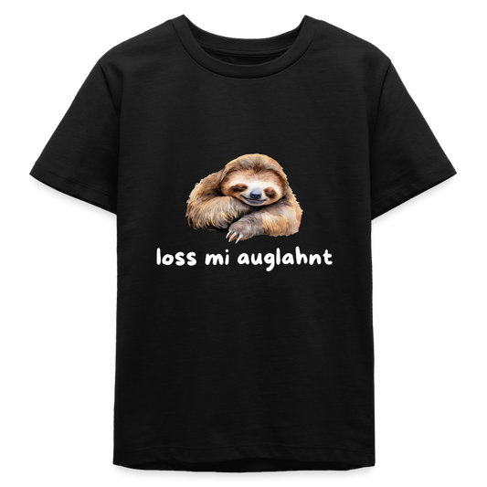 Loss mi auglahnt - Faultier,  Stanley/ Stella Bio Teenager T-Shirt - Schwarz
