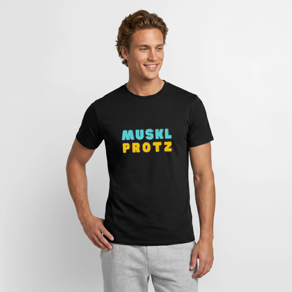 Muskl Protz orange, Männer T-Shirt - Schwarz