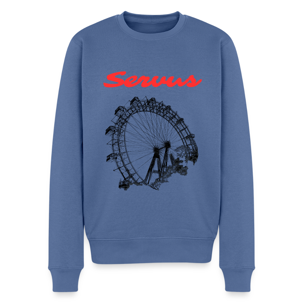 Servus (dt. Hallo) in rot & Wiener Riesenrad in schwarz, Männer Premium Pullover - Taubenblau