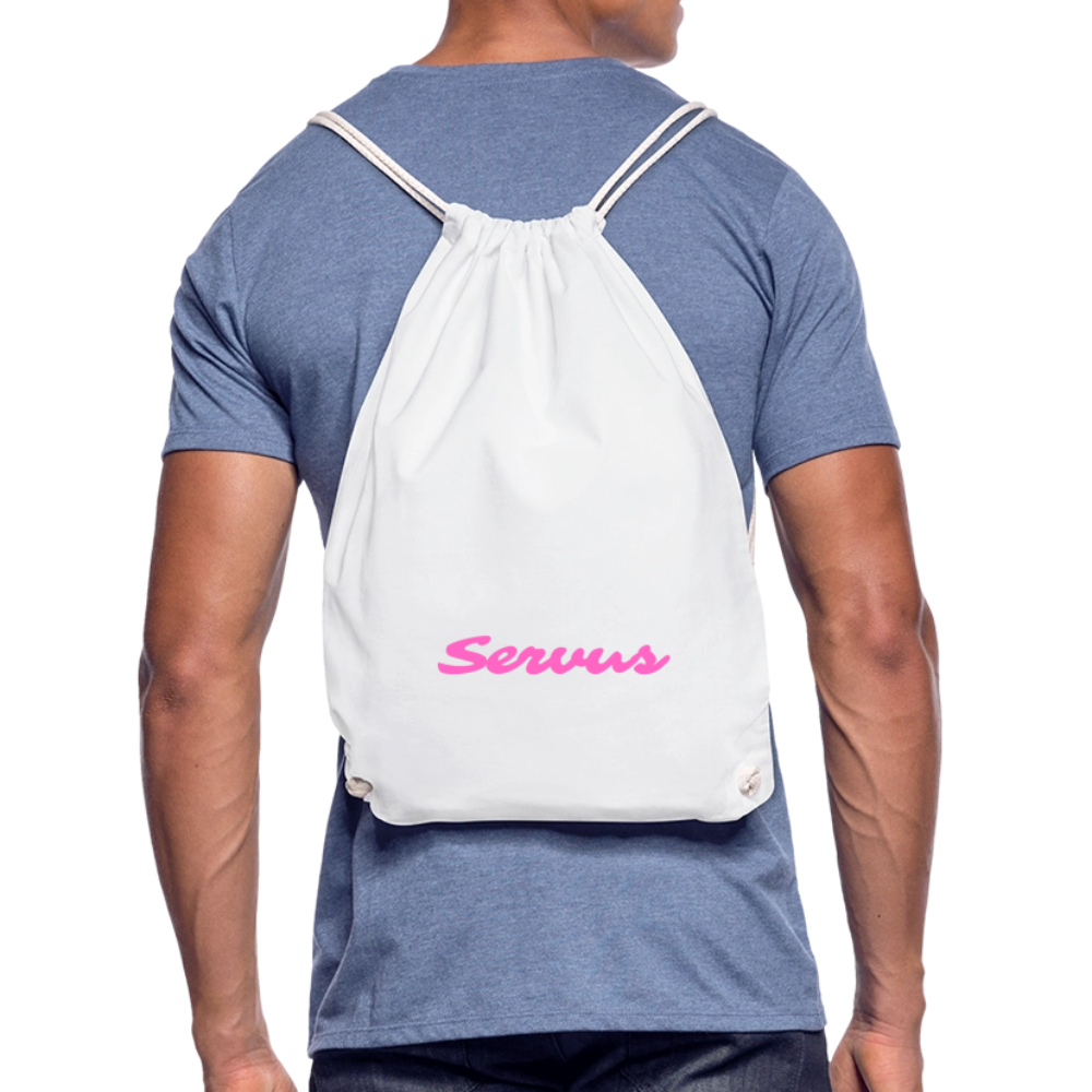 Servus (dt. Hallo) in pink, Gym/ Beach Bag - Turnsackerl (dt. Turnbeutel) - Weiß