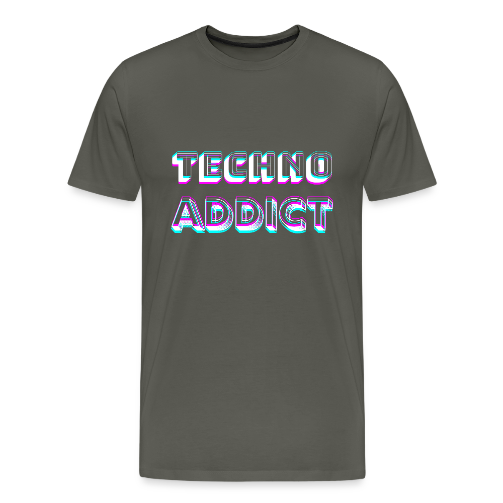 TECHNO ADDICT, funky 3D letters, Men Premium T-Shirt - Asphalt