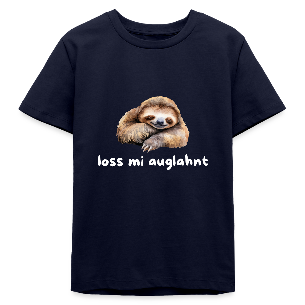Loss mi auglahnt - Faultier,  Stanley/ Stella Bio Teenager T-Shirt - Navy