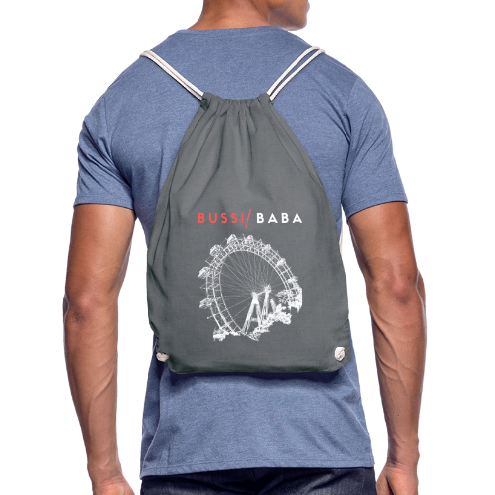 Bussi Baba korallenrot + Wiener Riesenrad, Gym Bag/ Rucksackerl - Turnsackerl - Grau