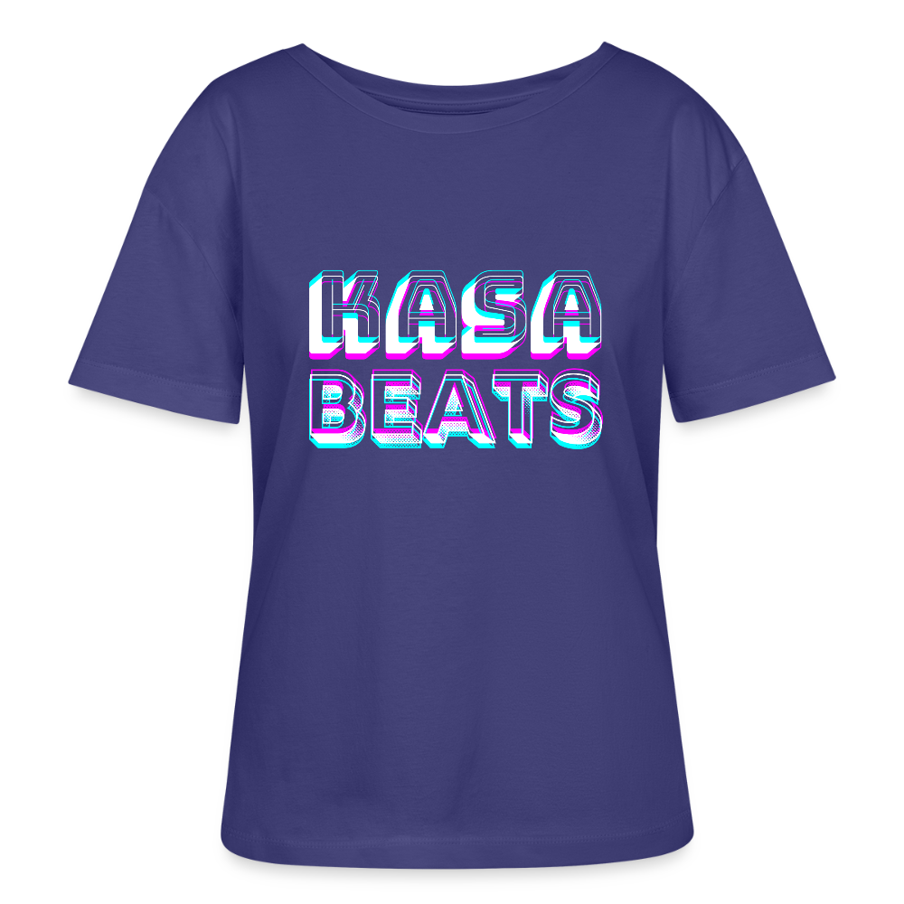 KASA BEATS, funky 3D letters - Optische Täuschung, Stanley/ Stella lockeres Frauen Organic T-Shirt, Relaxed Fit - Dämmerung