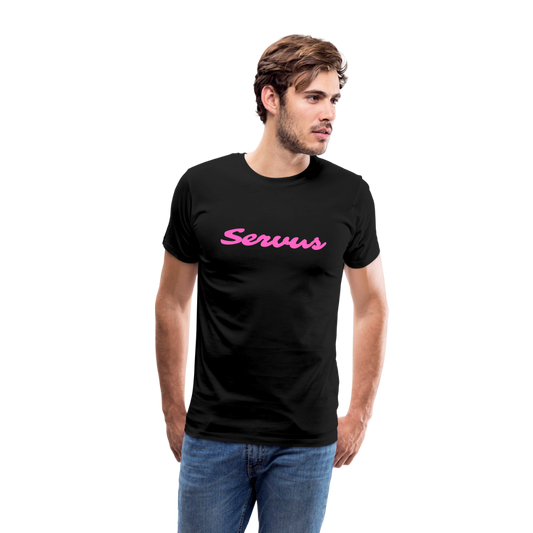 Servus (dt. Hallo) in pink, Männer Premium T-Shirt - Schwarz