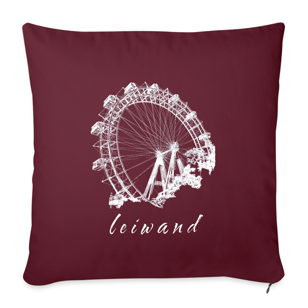 Wiener Riesenrad & leiwand in weiß,  Polster mit Füllung 44 x 44 cm - Burgunderrot