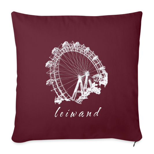 Wiener Riesenrad & leiwand in weiß,  Polster mit Füllung 44 x 44 cm - Burgunderrot