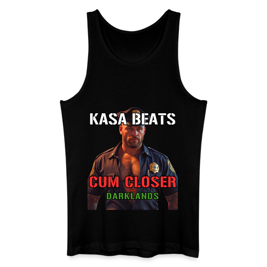 KASA BEATS - CUM CLOSER into DARKLANDS, Men/ Männer Bio/ Organic Cotton Tank Top - Schwarz