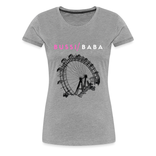 Bussi Baba pink - Wiener Riesenrad in schwarz, Frauen Premium T-Shirt - Grau meliert