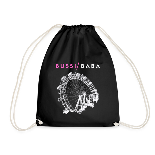 Bussi Baba pink - Wiener Riesenrad in weiß, Gym Bag - Turnsackerl (dt. Turnbeutel) - Schwarz