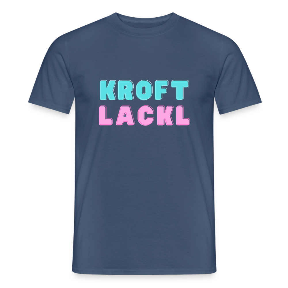 Kroftlackl in pink, Männer T-Shirt - Dunkles Denimblau