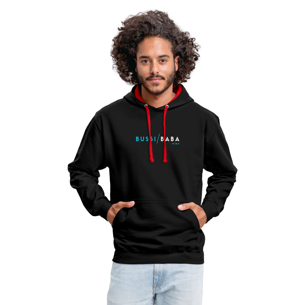 Bussi / Baba Wien, Kontrast-Hoodie - Schwarz/Rot